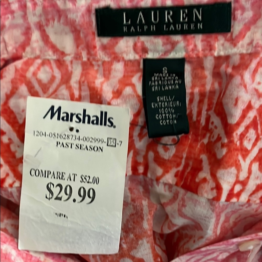 Ralph Lauren Pink and Orange Tie-Front Top - Picture 3 of 3